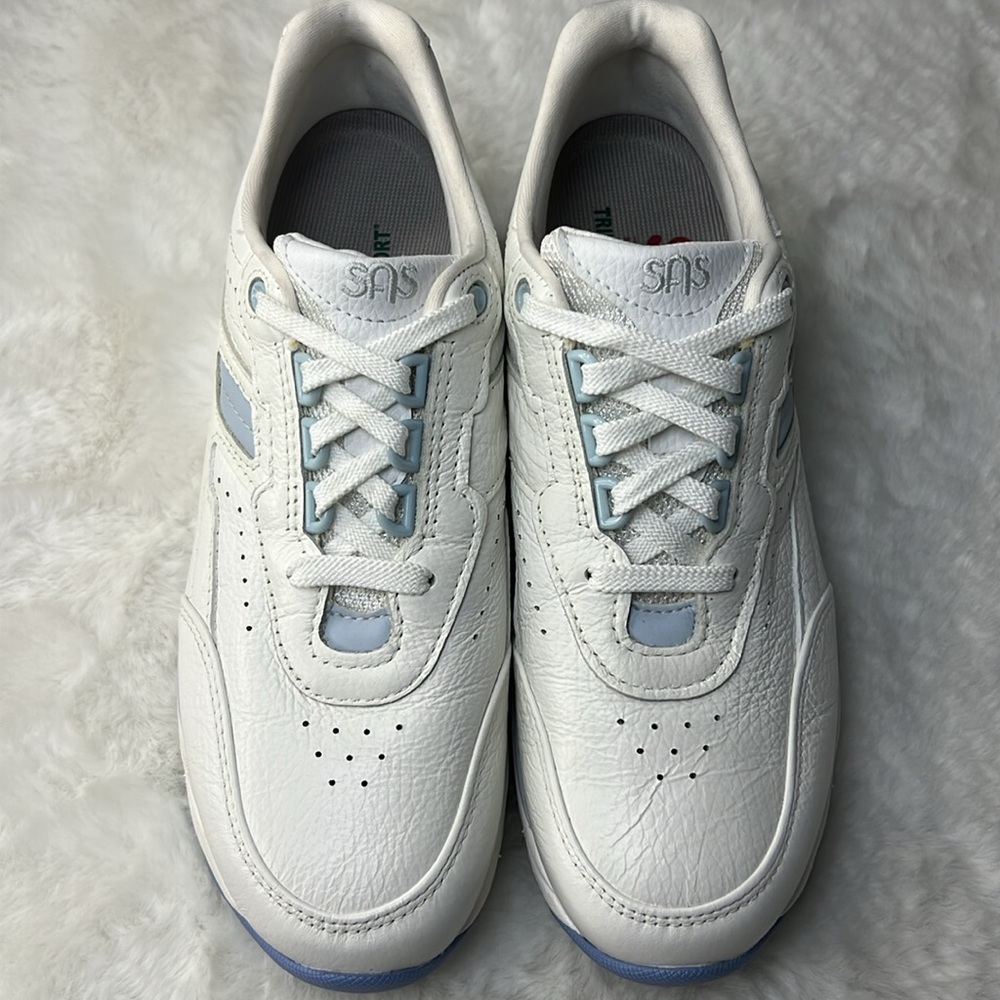 SAS‎ Tour Lace Up Tripad Comfort White Leather Sneaker 8.5 AA Narrow Made In USA